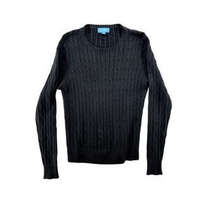 J. McLaughlin Women’s Black Cable Knit Crewneck Sweater Size Small Classic